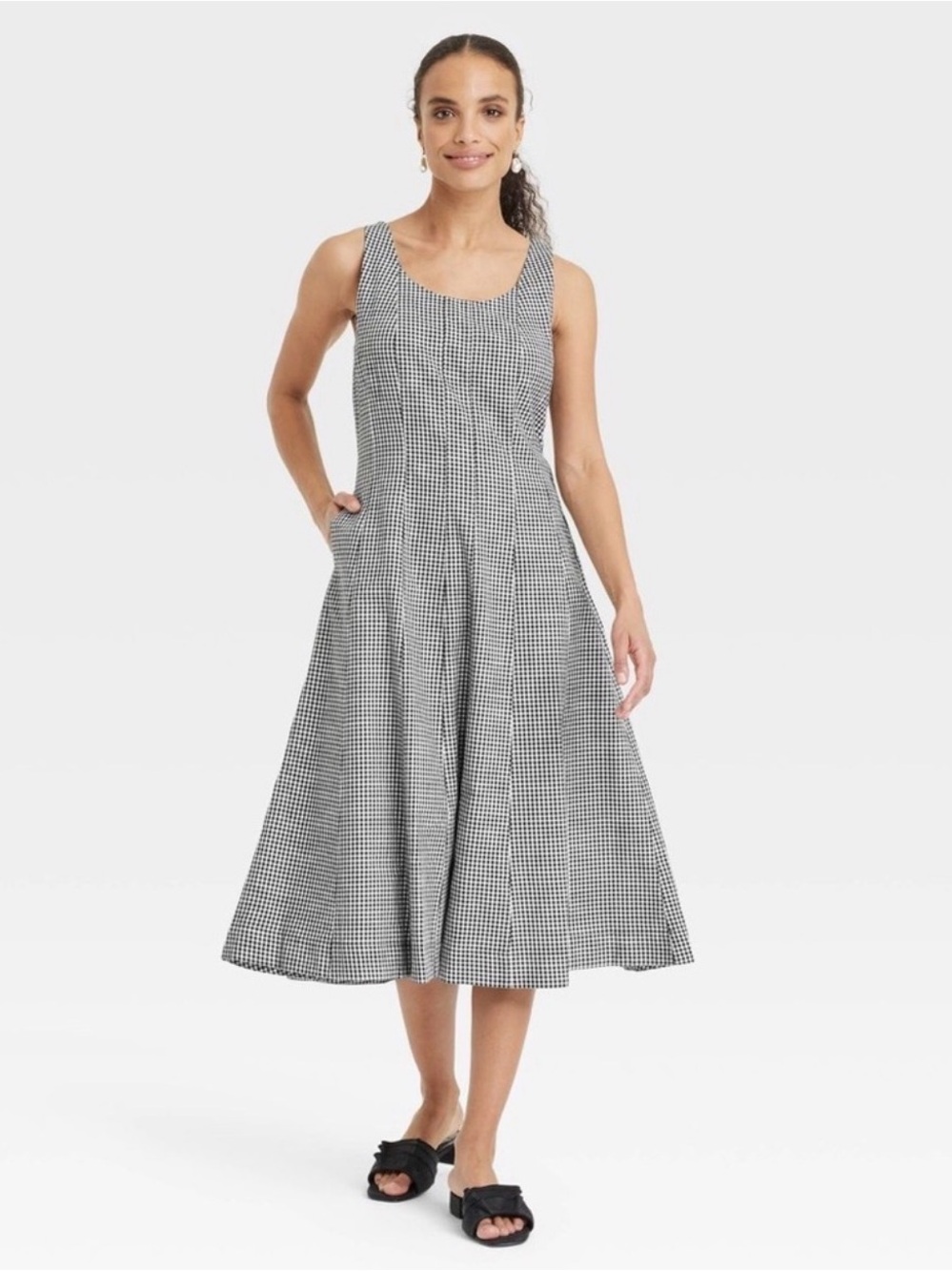 A New Day Gingham Midi Dress Size 4